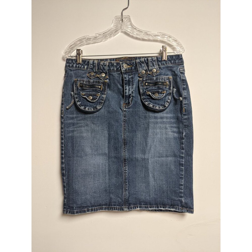 Yuka Jeans Denim Skirt 10 Blue Jean Modest Womens No Slit